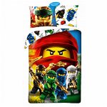 Lenjerie de pat Lego Ninjago, 2 Fete, 2 Piese, 140Ã 200 cm, 70Ã 90 cm, 100% Bumbac, Multicolor