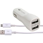 Incarcator auto Procell, Dual USB, 2.1A, microUSB, Alb