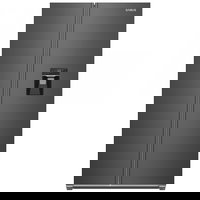 Side by side Samus Frigider SSBX-559NFDE, 439L, Full No Frost, Clasa E, Dozator apa, Afisaj LCD, H 177 cm, Inox/Negru