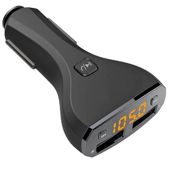 Car kit Bluetooth FM transmitter Tuadia C30S, priza USB 2.4 A