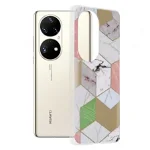 Husa Huawei P50 Pro Multicolor cu Imprimeu Marmura Techsuit