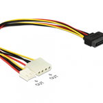 Cablu delock Adatper SATA 15pin -> Molex 4pin + 1x Floppy, 0,3M (65227), Delock