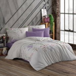 Lenjerie de pat din bumbac Liva, violet, 220 x 200 cm, 2x 70 x 90 cm, BedTex