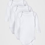 Set 3 body-uri bebelusi, bumbac organic, alb - Solid white, Name it