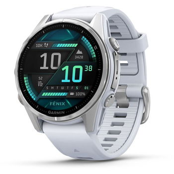 Smartwatch Garmin fenix 8, 43mm, AMOLED, Glass, Silver, Whitestone Silicone Band