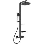 Coloana dus cu baterie si termostat Ideal Standard Ceraflow Alu+ si doua rafturi, negru mat (silk black), Ideal Standard