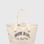 Tommy Jeans, Geanta tote cu imprimeu logo, Alb fildes