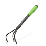 Cultivator de mana cu furca, maner ergonomic, otel vopsit, lungime 34 cm, culoare verde/negru