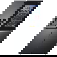 Side by Side LG GSXV91MCAF, 635 l, Total No Frost, Dozator apa, Instaview, Raft sticle, H 179 cm, Clasa F, Negru