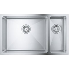 Chiuveta de bucatarie Grohe K700 31575SD1, 760 x 450 mm, montare in pe blat, 2 cuve, sistem de scurgere, otel inoxidabil, Grohe