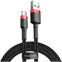 Cablu Date si Incarcare Baseus Cafule CATKLF-A91 USB la USB Type-C 0.5 m C3.0 3A Negru-Rosu Blister