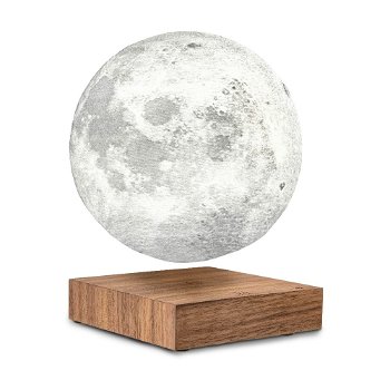 Veioză cu levitație magnetică în formă de Lună Gingko Moon Walnut, Gingko
