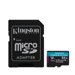 Card de memorie Kingston Canvas Go! Plus,MicroSDXC, 64GB, UHS-I, Class 10, U3, V30, A2 + Adaptor microSD, Kingston