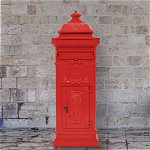 vidaXL Cutie poștală stâlp, aluminiu, stil vintage, inoxidabil, roșu, vidaXL
