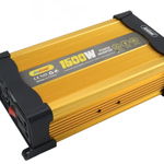 Invertor auto de tensiune, KS1500, putere 1500W, tensiune intrare 12V, tensiune iesire 220V, auriu