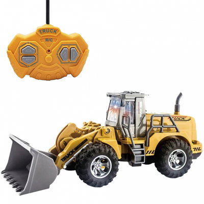 Buldoexcavator de jucarie Pitikot, cu Telecomanda RC pentru copii, cu incarcator frontal, cu functii complete, controlate prin radio, cu lumina si sunete