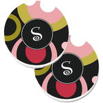 Caroline`s Treasures Scrisoarea S Monogram - Retro în negru Set de 2 Cupa Titular Car Coasters Multicolore Large, 