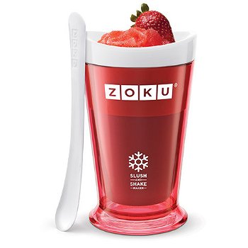 Pahar pentru preparare slush sau shake ZOKU Quick Maker ZK113, 7 minute, nu contine BPA, 240 ml, Rosu