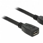 Cablu prelungitor micro USB tip B T-M 1m, Delock 83248, Delock