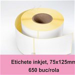 Etichete inkjet (JetGloss) in rola 75x125mm, adeziv permanent, 650 buc rola (compatibile Epson), LabelLife