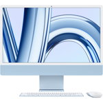Apple All-In-One PC Apple iMac 24 inch 4.5K Retina, Procesor Apple M3, 8GB RAM, 256GB SSD, 10 core GPU, macOS Sonoma, RO keyboard, Albastru, Apple