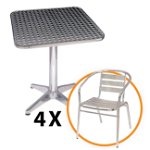 Set masa cu 4 scaune Bistro, pentru gradina, din aluminiu