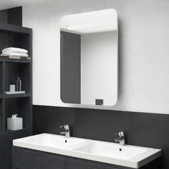 Dulap de baie cu oglinda si LED, alb si stejar, 60x11x80 cm Dulap de baie cu oglinda si LED, alb si stejar, 60x11x80 cm