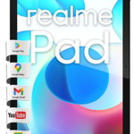Tableta Realme Pad, Procesor MediaTek helio G80 Octa Core, Ecran IPS LCD Capacitive multitouch 10.4", 6GB RAM, 128GB Flash, Camera 8MP, Wi-Fi, Bluetooth, 4G, Android (Gri)