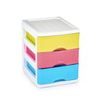 Organizator plastic, cu 3 sertare, impletitura tip ratan, 13, 5x17x17 cm, multicolor, Turia, Happymax