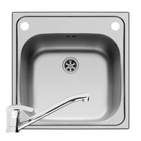 Pachet chiuveta inox + Baterie bucatarie Pyramis, 500x500mm, adancime 170mm, montare pe blat, finisaj lucios + dozator detergent lichid