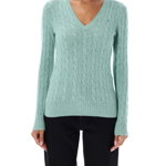 Ralph Lauren Kimberly V-neck cable knit sweater Brown