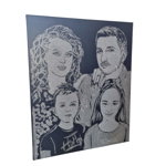 Tablou cu sclipici argintiu, pictat manual dupa poza ta, 100x80 cm, 4 persoane, DenisGift