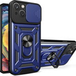 Husa Hybrid Armor Camshield pentru iPhone 14 Plus cu capac pentru camera in albastru, ForIT