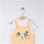 Set salopeta cu tricou de vara pentru bebelusi marathon, tongs baby (culoare: somon, marime: 6-9 luni), BabyJem