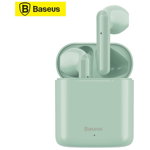 Casti True Wireless Baseus Encok W09, Bluetooth 5.0, Noise Cancelling, Microfon, HIFI (Verde) , BASEUS