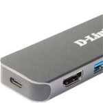Hub USB DUB-2333, docking station (silver, USB-A, USB-C, HDMI), D-Link