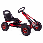 Kart cu pedale pentru copii Racer Air ,cu volan si scaun reglabil, Negru-Rosu