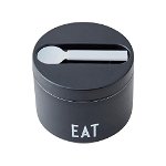 Cutie termos pentru gustare cu lingură Design Letters Eat, înălțime 9 cm, negru, Design Letters