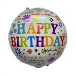 Balon folie Happy Birthday artificii 45cm, Balloon4Party