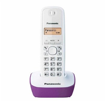 Telefon fara fir DECT Panasonic KX-TG1611FXF, Caller ID, Agenda 50 contacte, Iluminare display, Alb/Violet