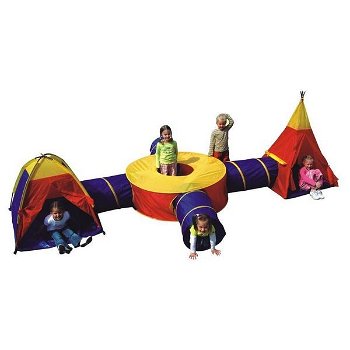 Set cort, iPlay, Pentru copii, 4 tuneluri, Multicolor