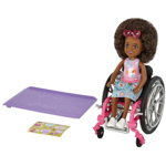 Barbie Chelsea Wheelchair Brown Hair HGP29, MATTEL