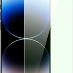 Baseus Sticla securizata Baseus Anti Light Blue 0.3mm Sticla Apple iPhone 14 Pro Max cu filtru de praf + cadru de montare, Baseus