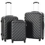 vidaXL Set valiză carcasă rigidă, 3 buc., negru, ABS, vidaXL