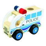 Bino Mașinuță din lemn Poliție, albastră, Bino