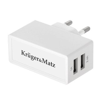 Incarcator de retea Kruger Matz INCARCATOR RETEA DUAL USB 2.4 A KRUGER&MATZ