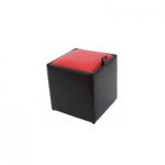 Taburet BOX, cu spatiu depozitare, imitatie piele, negru + rosu, 37x37x41 cm, Agroconsult
