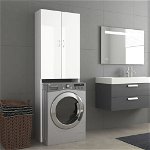vidaXL Dulap mașina de spălat, alb extralucios, 64x25,5x190 cm, vidaXL