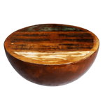 vidaXL Măsuță cafea, formă de bol, bază din oțel, lemn masiv reciclat , vidaXL