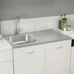 vidaXL Chiuvetă bucătărie cu scurgător, argintiu, 1000x600x155 mm oțel, vidaXL